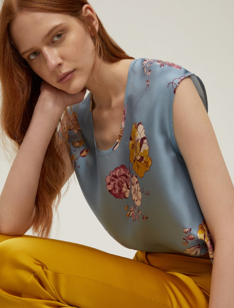 Pennyblack,Top in twill di seta floreale